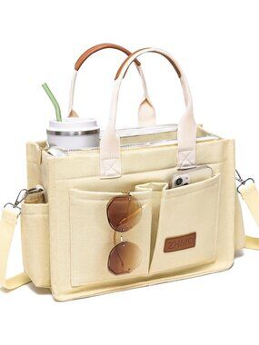 Women's Beige Travel Nurse Teacher Purse Laptop Tote Crossbody Handbags